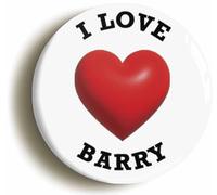 I Heart Love Barry Location Button Badge (1inch / 25mm diameter)