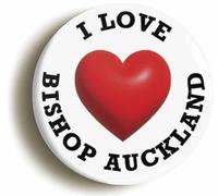 I Heart Love Bishop Auckland Location Fridge Magnet (Circular 2inch / 50mm Diameter)
