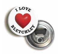 I Heart Love Bletchley Location Bottle Opener Fridge Magnet (Circular 2.3inch / 59mm Diameter)