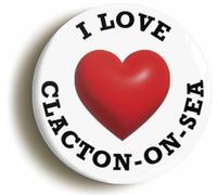 I Heart Love Clacton-On-Sea Location Fridge Magnet (Circular 2inch / 50mm Diameter)