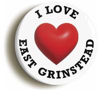 I Heart Love East Grinstead Location Fridge Magnet (Circular 2inch / 50mm Diameter)