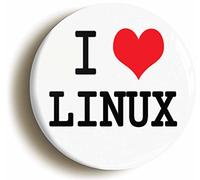 I HEART LOVE LINUX BADGE BUTTON PIN (Size is 1inch/25mm diameter)