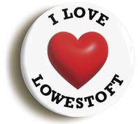I Heart Love Lowestoft Location Fridge Magnet (Circular 2inch / 50mm Diameter)