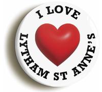 I Heart Love Lytham St Anne's Location Fridge Magnet (Circular 2inch / 50mm Diameter)