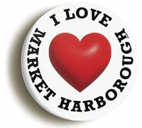 I Heart Love Market Harborough Location Fridge Magnet (Circular 2inch / 50mm Diameter)