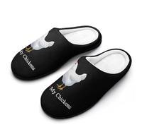 I Heart Love My Chickens Men's House Slippers Indoor Outdoor Slip On Shoes with Rubber Sole 11-12（44-45）