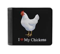 I Heart Love My Chickens Slim Bifold Wallet Minimalist Wallets Pouch with Card Slots for Men Women