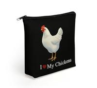 I Heart Love My Chickens Travel Makeup Bag Toiletry Cosmetic Pouch Aesthetic Organizer Pencil Case Pen Holder 8.3 X 7.5 Inch