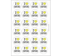 I Heart Love Oxford Circular Matt Paper Stickers A4 Sheet of 24 (Each Sticker is 45mm Diameter)