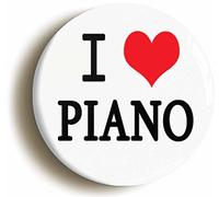 I HEART LOVE PIANO BADGE BUTTON PIN (Size is 1inch/25mm diameter)