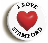 I Heart Love Stamford Location Fridge Magnet (Circular 2inch / 50mm Diameter)