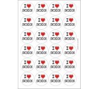 I Heart Love Swindon Circular Matt Paper Stickers A4 Sheet of 24 (Each Sticker is 45mm Diameter)