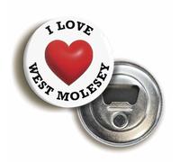 I Heart Love West Molesey Location Bottle Opener Fridge Magnet (Circular 2.3inch / 59mm Diameter)