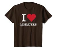 I Heart Monsters, I Love Monsters T-Shirt, Kids, Brown, 6 Years