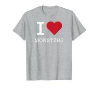 I Heart Monsters, I Love Monsters T-Shirt, Men, Heather Grey, Small