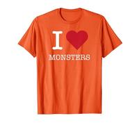 I Heart Monsters, I Love Monsters T-Shirt, Men, Orange, X-Large