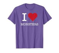 I Heart Monsters, I Love Monsters T-Shirt, Men, Purple Heather, XX-Large