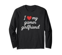 I Heart My Gamer Girlfriend Cute Cursive Red Heart Love Long Sleeve T-Shirt