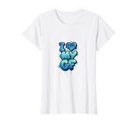 I Heart My GF Love Girlfriend Graffiti Spray Paint Value Graphic T-Shirt, Women, White, M