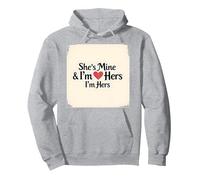 I Heart My Girlfriend: She's Mine & I'm Hers Romantic Quote Pullover Hoodie, Adult Unisex, Heather Grey, S