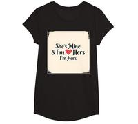 I Heart My Girlfriend: She's Mine & I'm Hers Romantic Quote T-Shirt, Girls, Black, XS