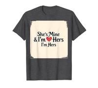 I Heart My Girlfriend: She's Mine & I'm Hers Romantic Quote T-Shirt, Men, Dark Heather Grey, M