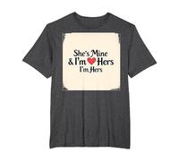 I Heart My Girlfriend: She's Mine & I'm Hers Romantic Quote T-Shirt, Men's Big and Tall, Dark Heather Grey, 4X Tall