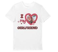 I Heart My Girlfriend T Shirt - Upload Your own Photo - Personalised with Your Loved one - Great Gift for her or him White