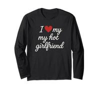 I Heart My Hot Girlfriend Cute Cursive Romantic Design Long Sleeve T-Shirt