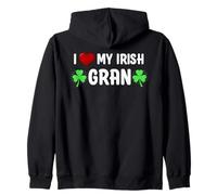 I Heart My Irish Gran Lucky St Patricks Day Family Shamrock Zip Hoodie