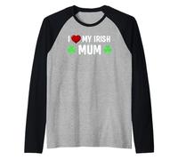 I Heart My Irish Mum Lucky St Patricks Day Family Shamrock Raglan Baseball Tee