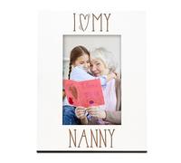 I Heart My Nanny Engraved White Wooden Portrait Picture Photo Frame