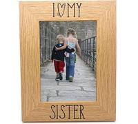 I Heart My Sister Wooden Engraved photo frame Love Gift (4 x 6 Inch)