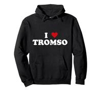I Heart Norway City - I Love Tromso Pullover Hoodie, Adult Unisex, Black, X-Large