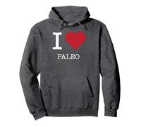 I Heart Paleo, I Love Paleo Pullover Hoodie, Adult Unisex, Dark Heather Grey, S