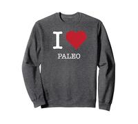 I Heart Paleo, I Love Paleo Sweatshirt, Adult Unisex, Dark Heather Grey, S