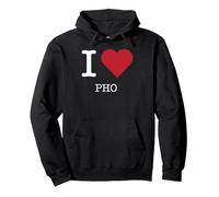 I Heart Pho, I Love Pho Pullover Hoodie, Adult Unisex, Black, S