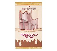 I Heart Revolution Rose Gold Glow Mini Chocolate Highlighter Palette, Shimmer Highlighter Duo