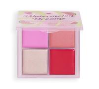 I Heart Revolution Watermelon Dreams Blush & Highlighter Quad, Cream Highlighter & Blush Face Palette, Vegan & Cruelty-Free, 2.8g