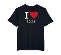 I Heart Rolls, I Love Rolls T-Shirt, Men's Big and Tall, Black, 3X Tall