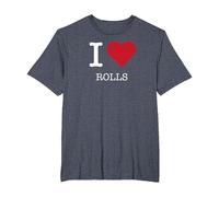 I Heart Rolls, I Love Rolls T-Shirt, Men's Big and Tall, Heather Blue, 3X Tall