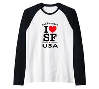 I Heart San Francisco, San Francisco USA Californ Graphic Raglan Baseball Tee