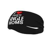 I Heart Single Moms Mothers Women Men Sweat Bands Lightweight Head Bands Quick-Dry Sweatband For Basketball Workout Running Fitness