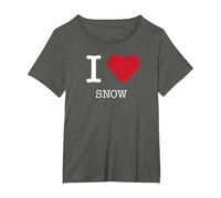 I Heart Snow, I Love Snow T-Shirt, Women's Plus, Asphalt, 1X