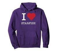 I Heart Starfish, I Love Starfish Pullover Hoodie, Adult Unisex, Purple, S