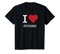 I Heart Storms, I Love Storms T-Shirt, Kids, Black, 10 Years