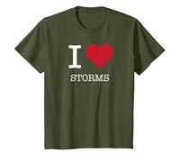 I Heart Storms, I Love Storms T-Shirt, Kids, Olive, 4 Years