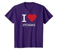 I Heart Storms, I Love Storms T-Shirt, Kids, Purple, 8 Years