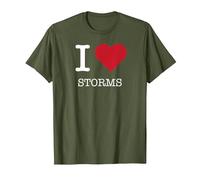 I Heart Storms, I Love Storms T-Shirt, Men, Olive, L