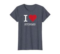 I Heart Storms, I Love Storms T-Shirt, Women, Heather Blue, XL